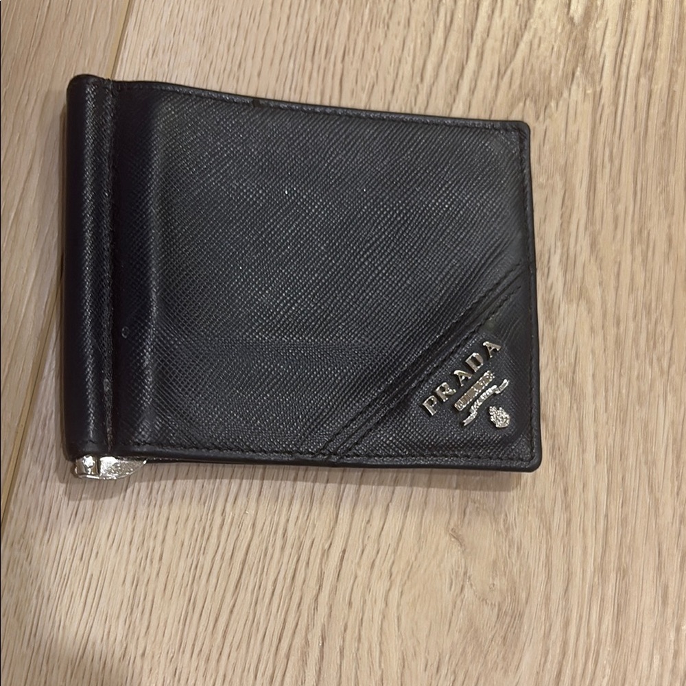Prada Saffiano Leather navy blue Money Clip Wallet